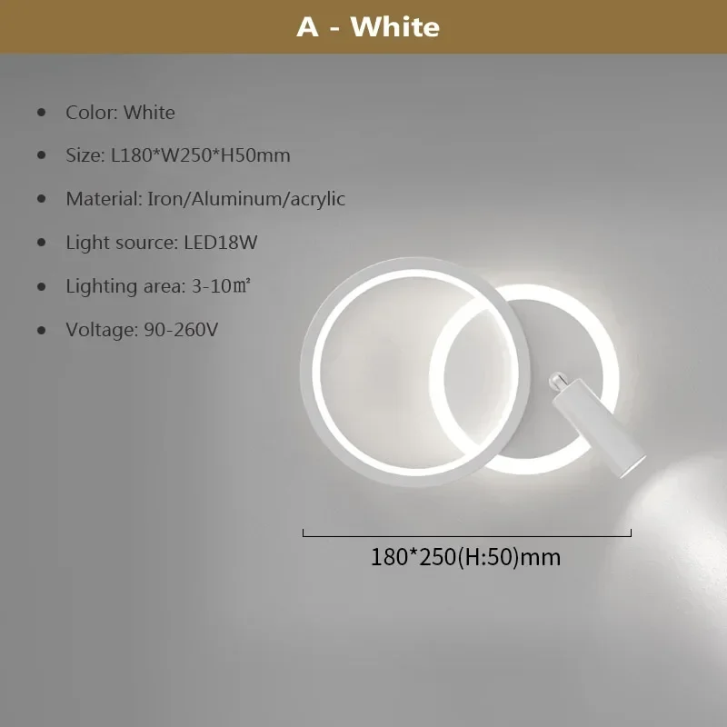 DAMIASMIL Moderne LED-Wandleuchte für Wohnzimmer, Schlafzimmer, Nachttisch, Arbeitszimmer, Treppe, Gang, minimalistische kreative Wandleuchte, Heimdekoration, Glanz 5