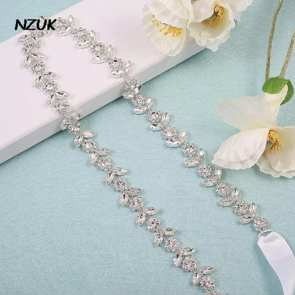 

NZUK Rhinestones Bridal Sash Crystal Bridal Belt Sliver Wedding Dress Belt Bride Sash Bridal Dress Belt cinturones de piedras