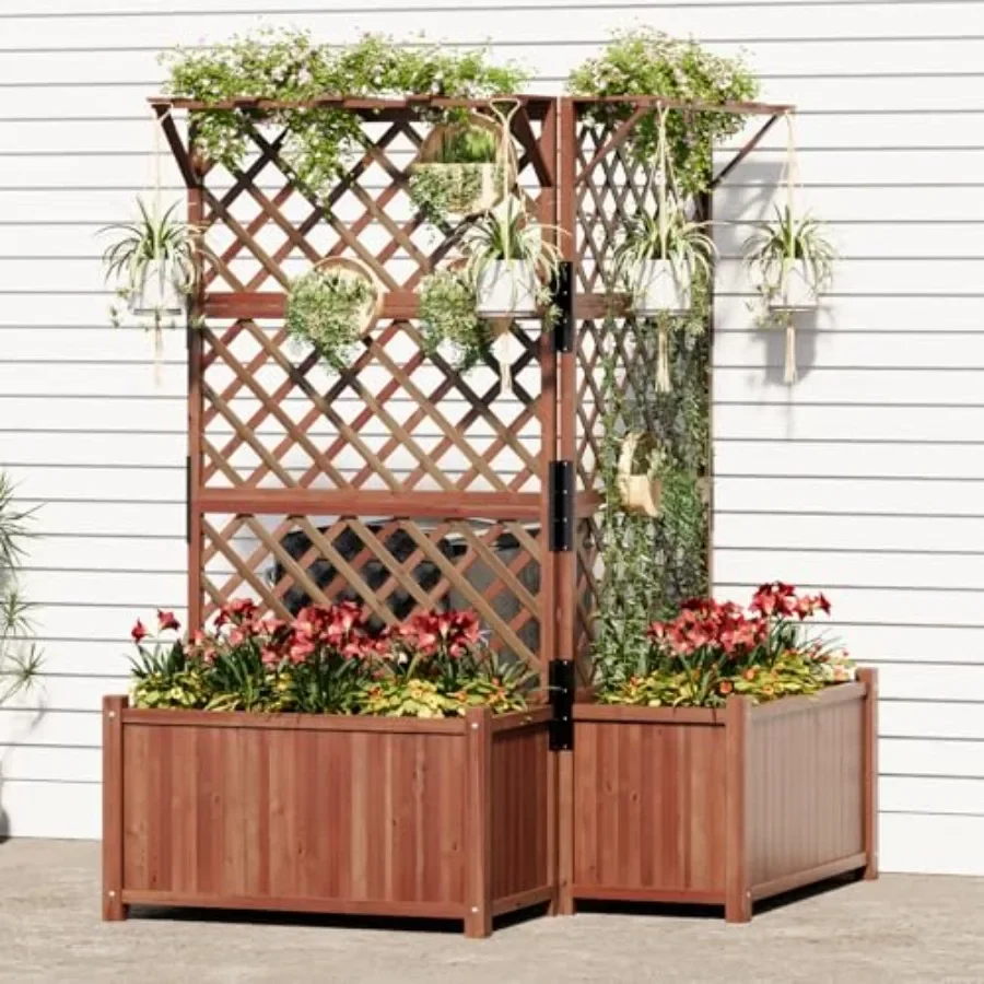 2 Pack Raised Garden Bed, Privacy Planter with 71