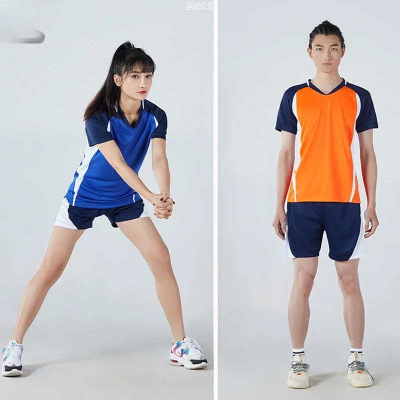 

Quick-drying and breathable men's and women's short-sleeved suits, training competition air volleyball suits