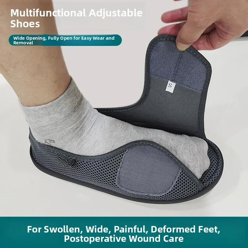 

Дышащие регулируемые широкие тапочки для пожилых людей с отекшими ногами, волшебные тапочки для диабетиков, при отеках и артрите, домашние комфортные тапочки