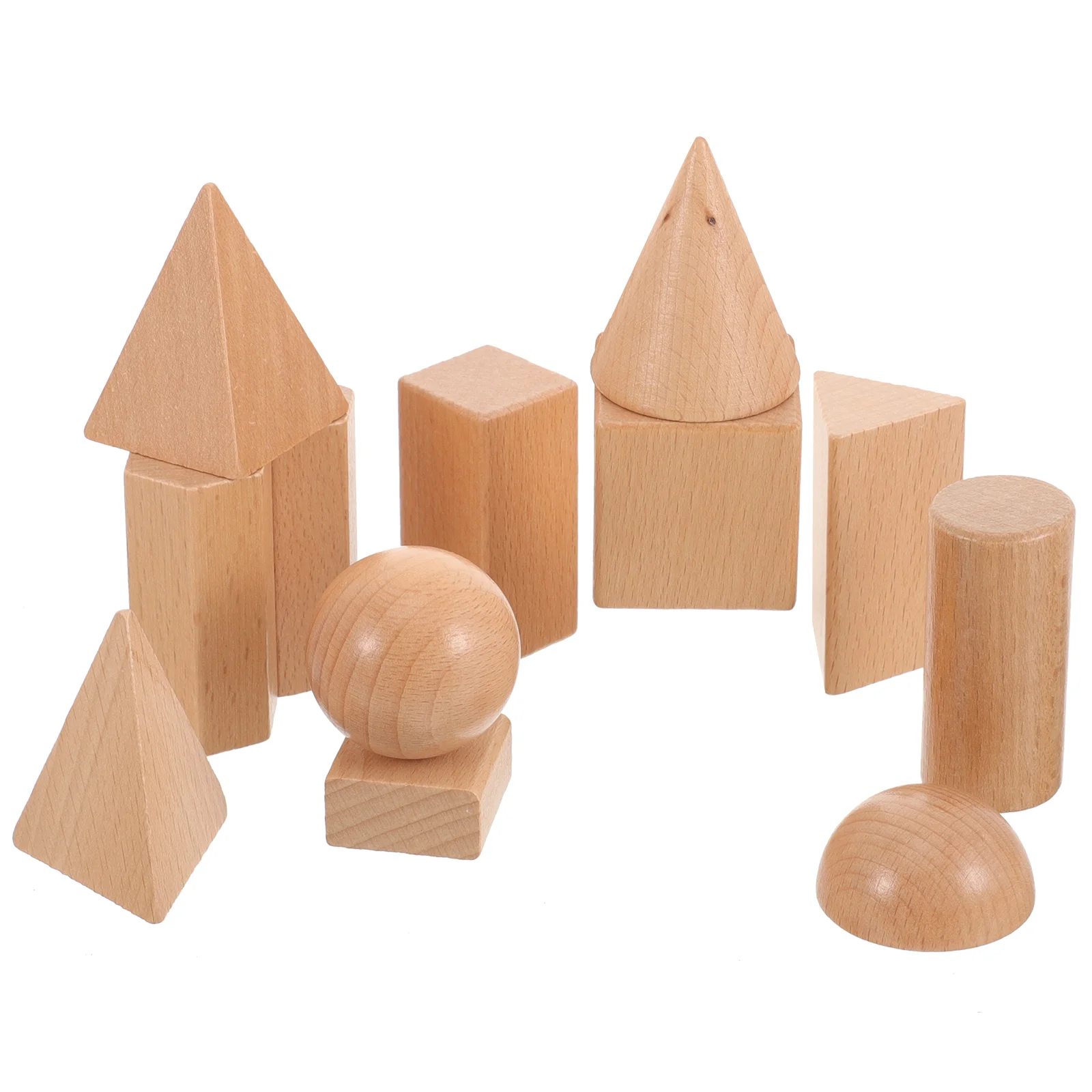 Juguetes para bloques de construcción de modelos geométricos, miniatura tridimensional para niños, aprendizaje encantador de madera