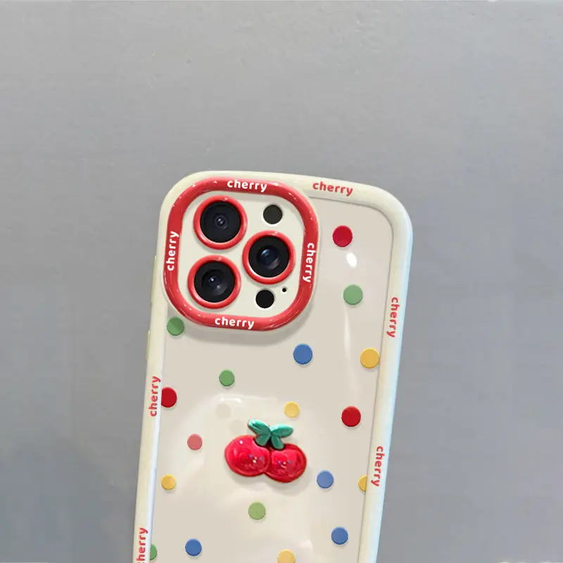 Corda colorata a pois con ciliegia adatta per custodia telefono Apple 17 Pro Max iPhone 15 Dopamina 14 13 Huawei Xiaomi
