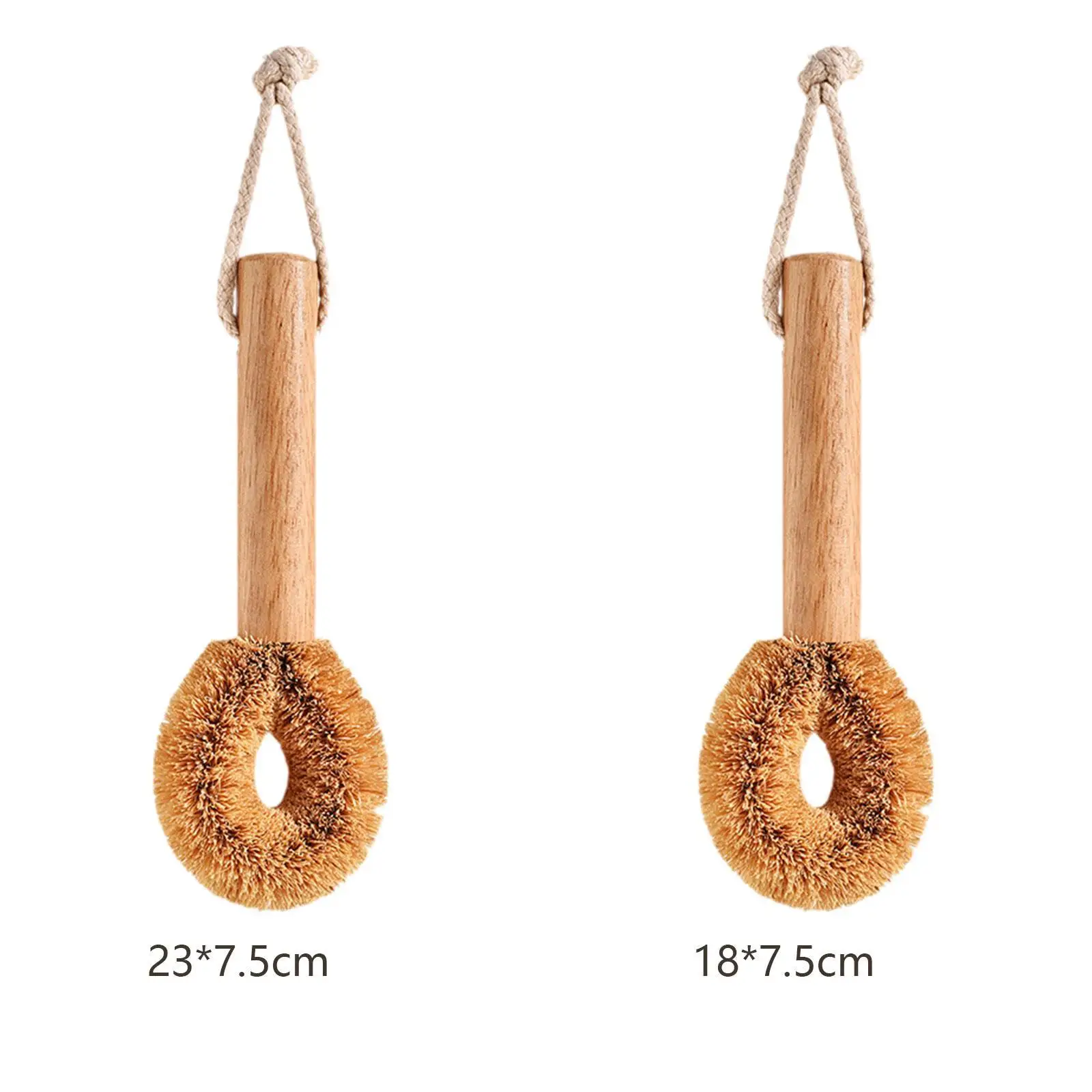 Escova para panelas e panelas Escova para limpeza de madeira com corda suspensa