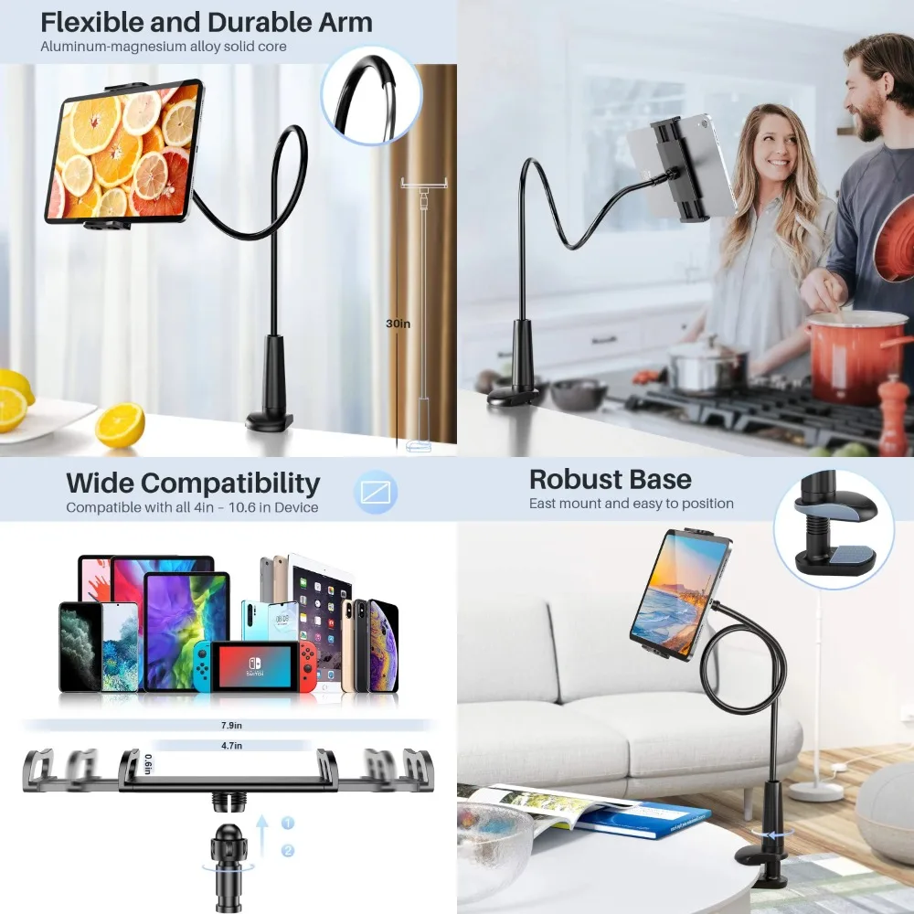 

wzgae 80cm Tablet Phone Holder Stand Lazy Bracket Headrest Bed Adjustable Tablet Mount For iPad Galaxy Tabs Or Other 4.7-10.5" D
