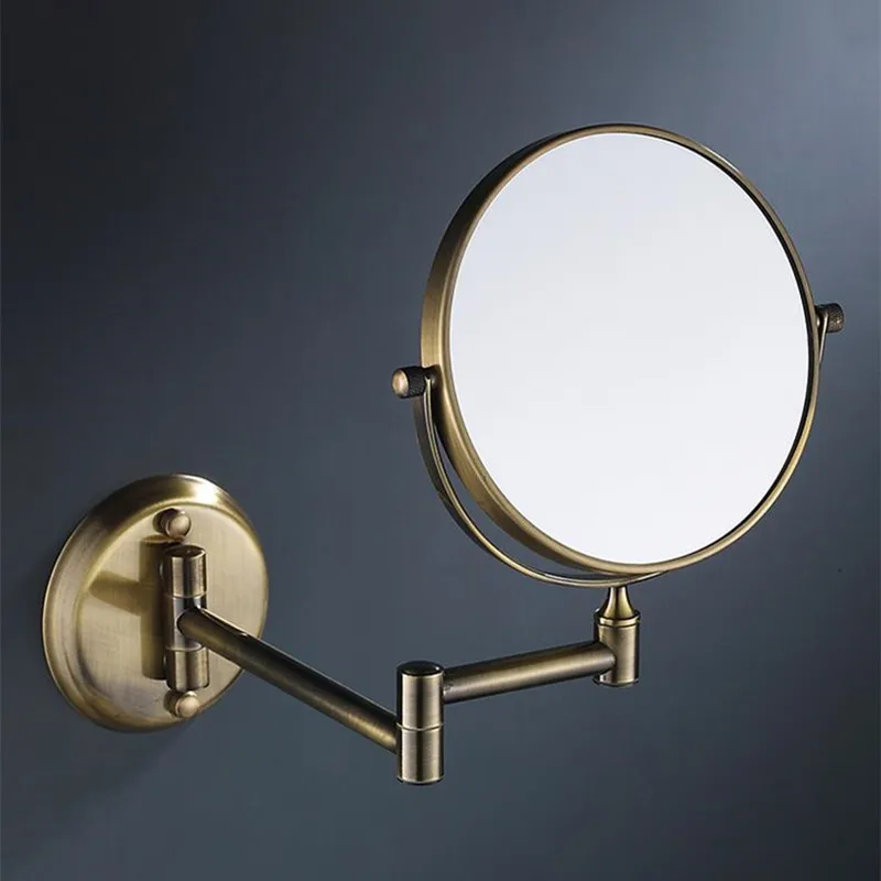 

Electroplated Wall Mounted Folding Mirror Bathroom Toilet 6/8 Inch Magnifying Beauty Makeup Mirror Round Metal Mirrors Bathroom