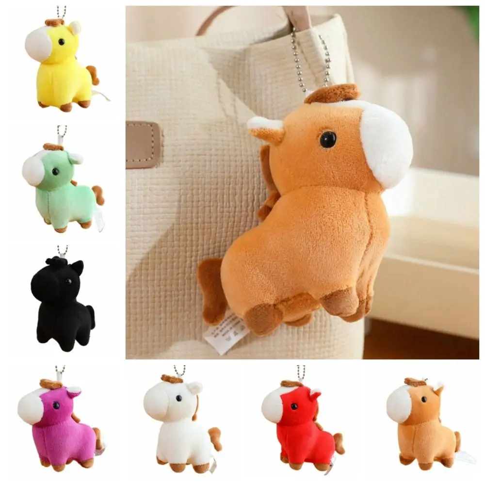 Adorable colgante de Pony de dibujos animados, Animal de corcel, regalo de Año Nuevo Chino, llavero de caballo de 11cm de estilo chino, decoración de coche