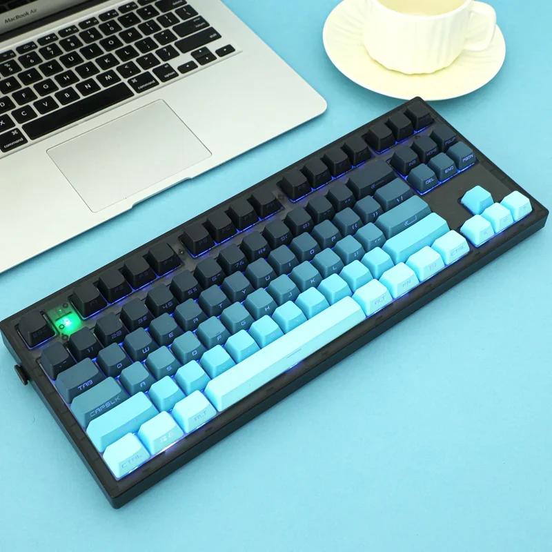 

Синие градиентные колпачки для клавиш PBT Double Shot OEM, высота, подсветка, блеск через механическую клавиатуру AULA F75 GK61 Anne Pro 2