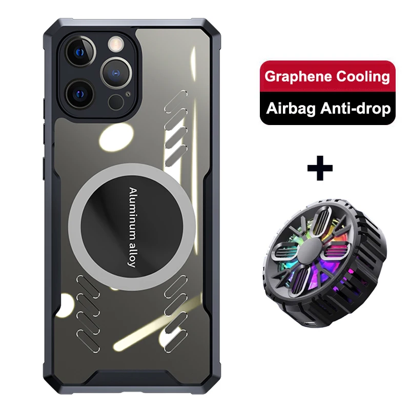 

Cooling Heat Dissipation Transparent Phone Case For IPhone 15 16 Plus 11 12 13 14 Pro Max Magnetic Soft Bumper Back Cover Cases