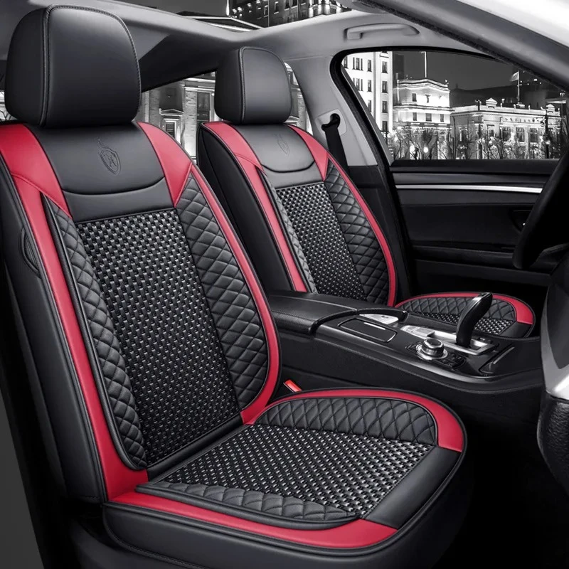 

Full Set Car Seat Covers Premium Leather and ice silk Universal For or Jeep Wrangler III Unlimited JK 2013 - 2018