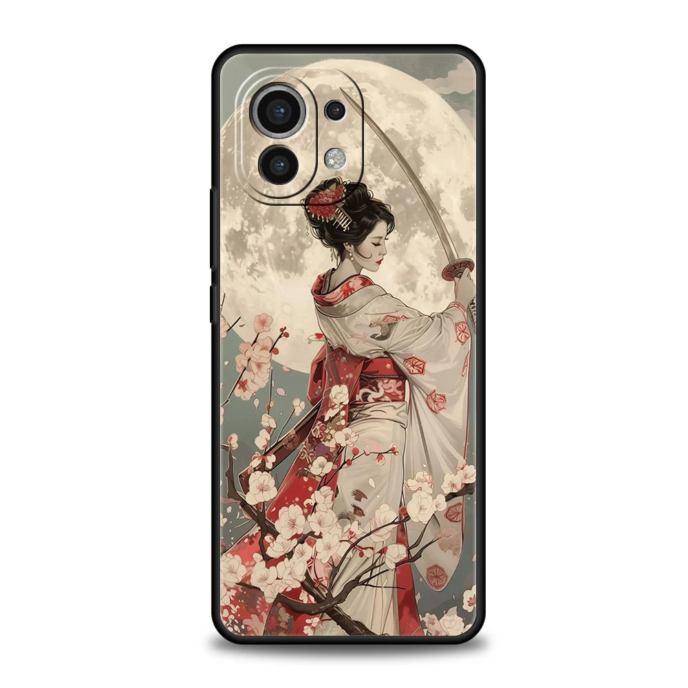 Samurai Warrior Geisha Phone Case for Xiaomi Mi 15 14 13 12 11 Ultra 14T 13T 12T 11T 10T Pro Lite 5G Shockproof Soft TPU Capas