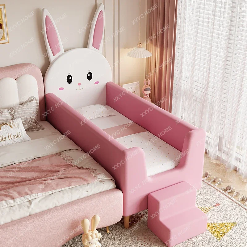 Children's splicing widened bed Solid wood baby single small bed with guardrail Baby boy girl splicing large bedside bed