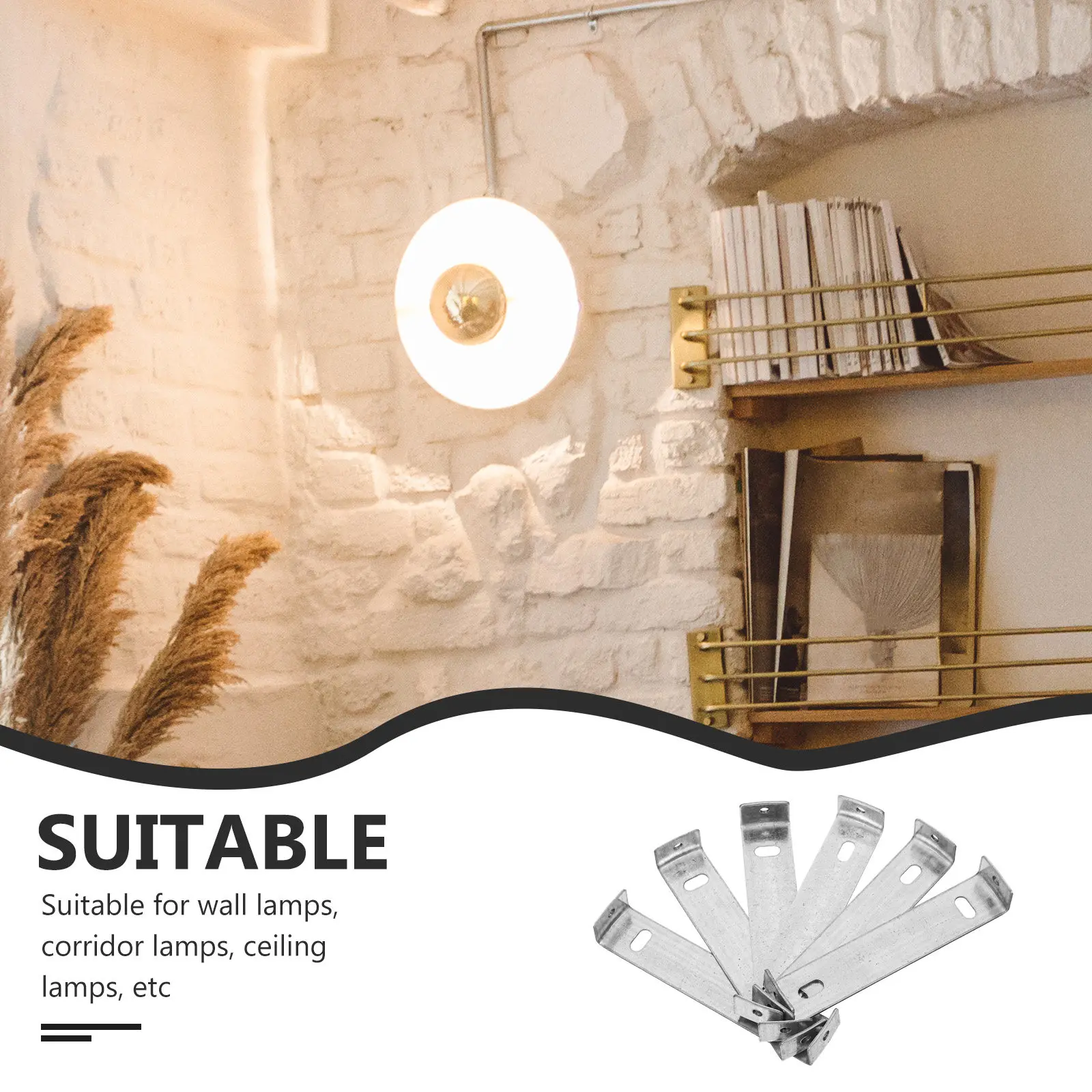 6Pcs Light Fixture Mounting Bracket Arc-Edged Wall Ceiling Mount Bracket for Chandeliers Wall Sconces Corridor Lights Outdoor