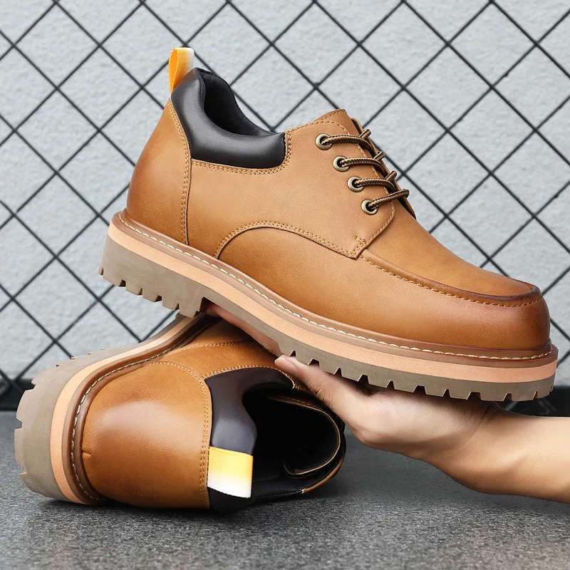 Echt Lederen Heren Casual Schoenen Lift Schoenen Hoogte Verhoogde Werkschoenen Voor Man 8Cm 6Cm Platte Optionele Mocassins Groter Man