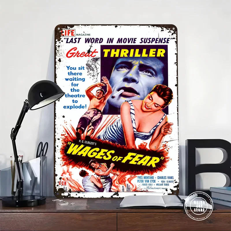 Wages of Fear Movie Printed Poster Customized Retro Wall Art Vintage Metal Tin Signs for Setup Decorations Room Accessories Home