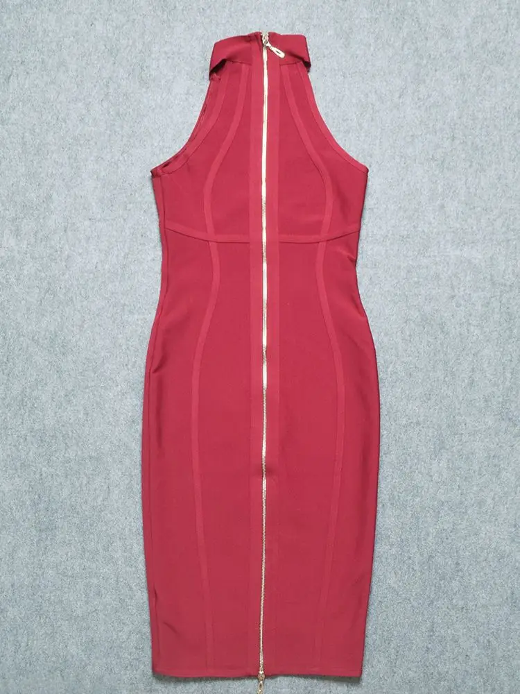 Vestido rojo vino de alta calidad, vestido de noche ajustado con cremallera y tanque de verano, vestido Bandage Vintage para mujer, Vestidos de fiesta XL 2025