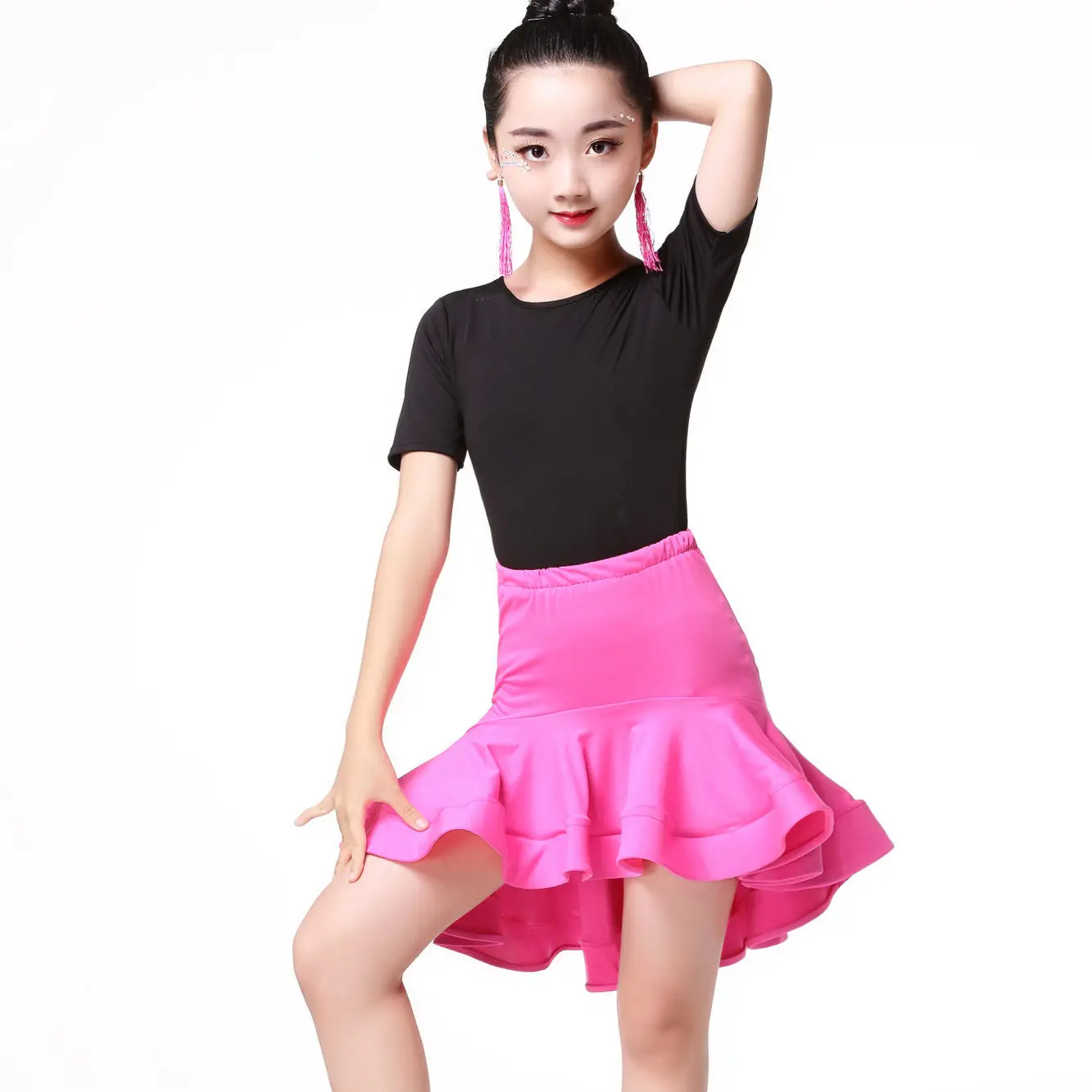 Robe de danse latine pour filles, Salsa Tango Rumba, compétition pour enfants, robe de danse de salle de bal, justaucorps de fête avec jupe sirène