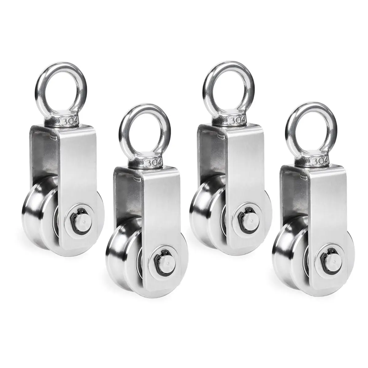 DT35BG Cable Pulley Wheel Stainless Steel, 4 Pack M34 Single Pulley Snatch Block,for Lifting System Gym Equipment, 551 Lbs Load