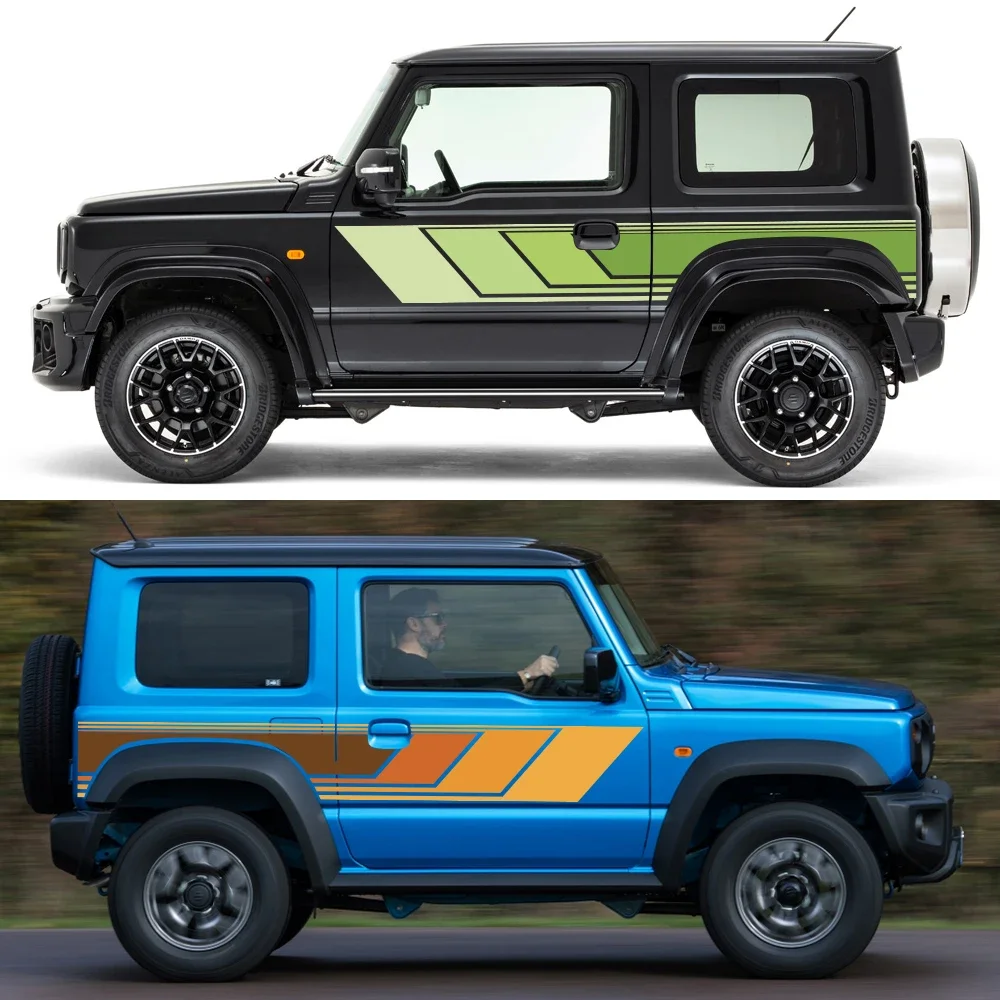 2PCS Car Door Side Stickers Boby Stripe Decal Kit For SUZUKI JIMNY JB64W JB74W Waterproof Vinyl Film Car Exterior Accessories