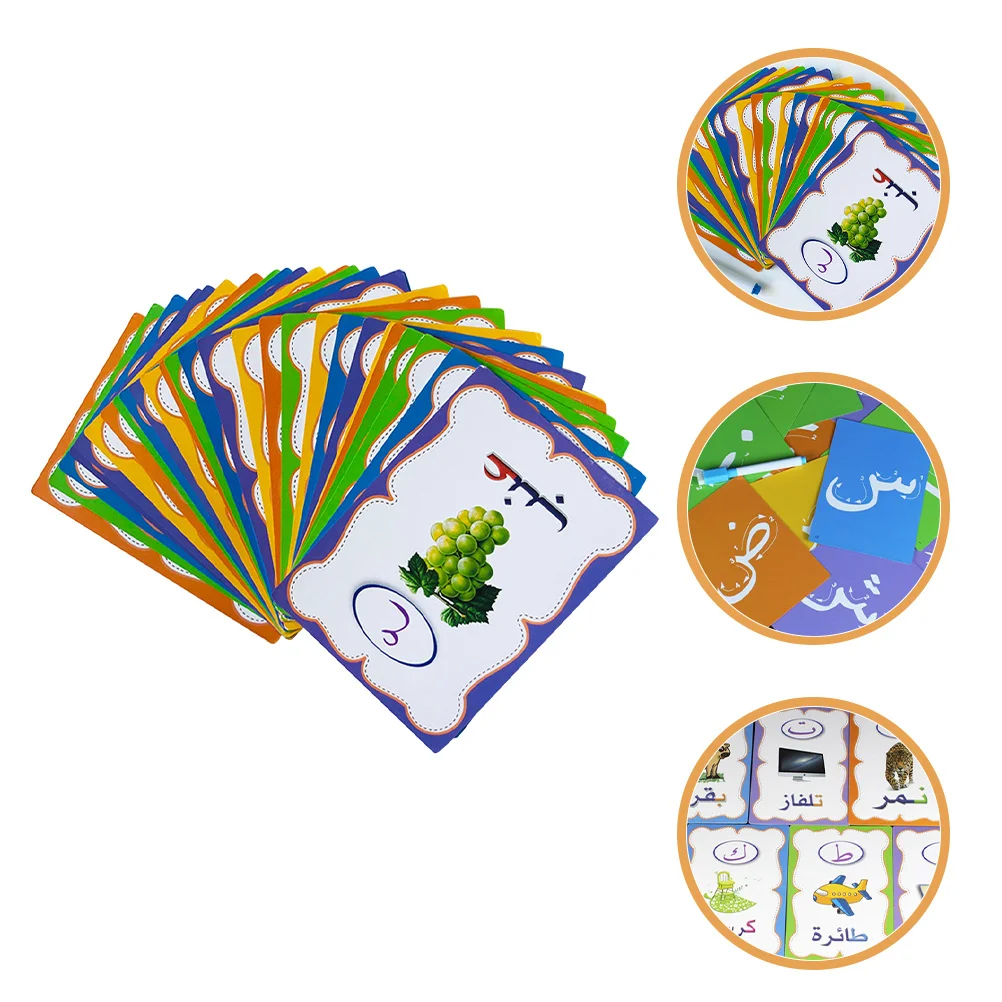1Set Parole arabe Schede Flash Carte sensoriali educative per bambini Riconoscimento del colore Coordinazione occhio-mano Abilità Parole arabe Gioco