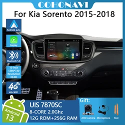 10 Inch For Kia Sorento 2015-2018 Android 13 8-Core 12G+256G Car Multimedia Player Stereo Receiver Radio GPS 4G WIFI Carplay DSP