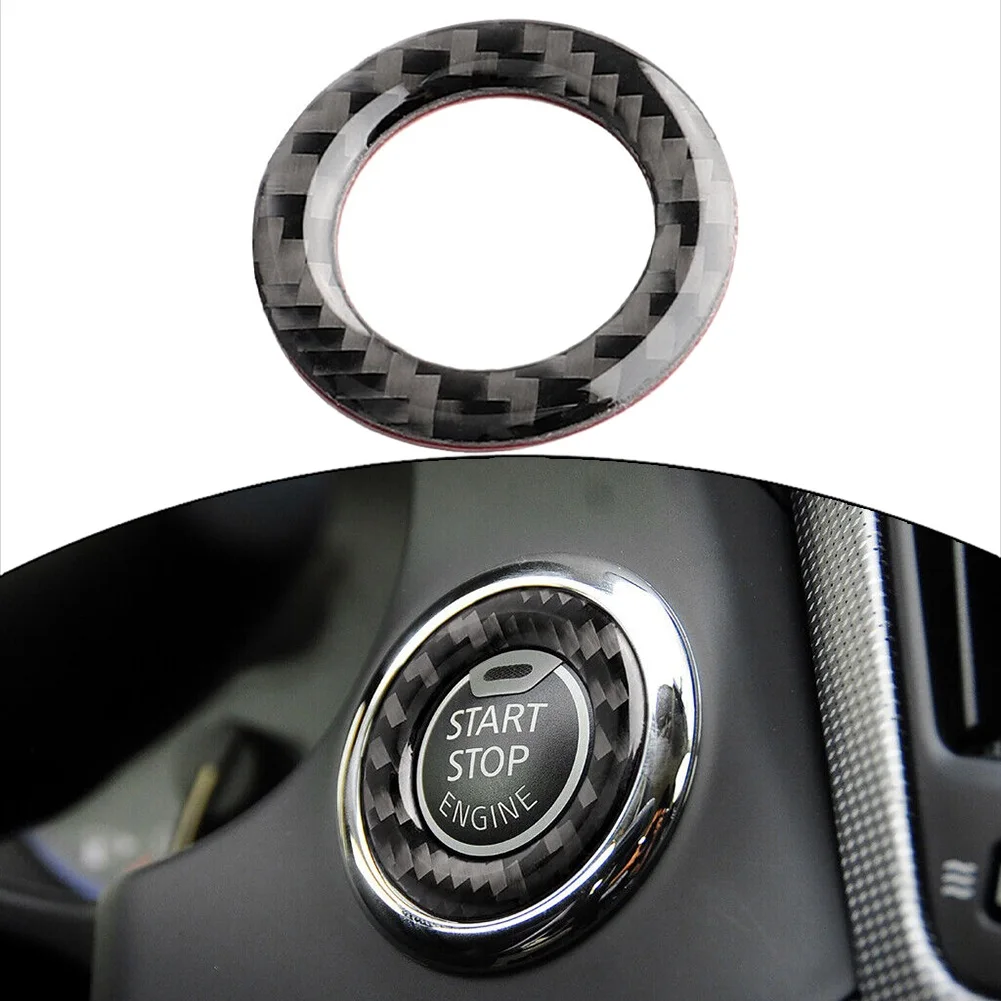 

For Infiniti Q50 Q60 14-19 Carbon Fiber Engine Start Stop Push Button Cover Trim Black Auto Acesssories Tools