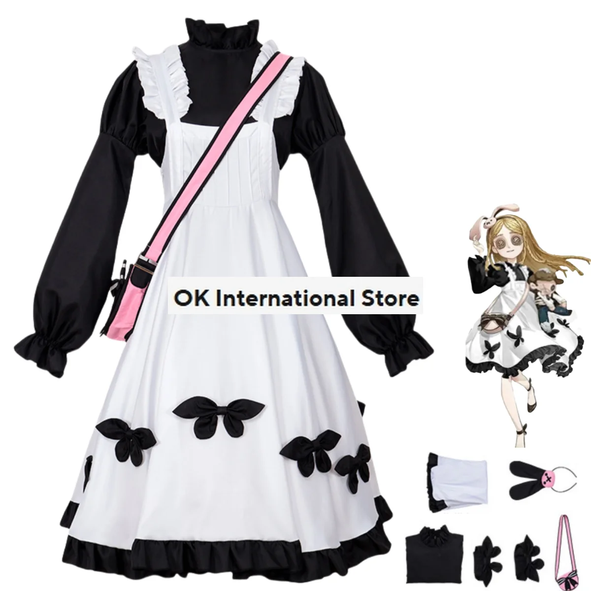 Anime Game Identity ⅤMemory Little Girl Alice Cosplay Costume Black White Camisole Skirt Lolita Woman Lovely Kawaii Party Suit