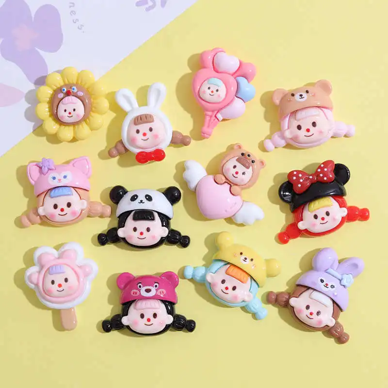 100pcs Resin Cute Drag Baby Flatback Craft Embellishments Scrapbooking For Phone Decor Kawaii Accessories