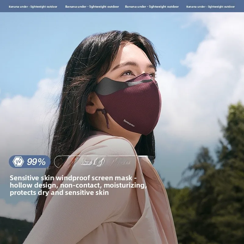 

Banana Leaf SS447 Sunscreen Mask Black Glue Ice Silk Breathable Hollow Support Outdoor Universal Face Shield UV Protection