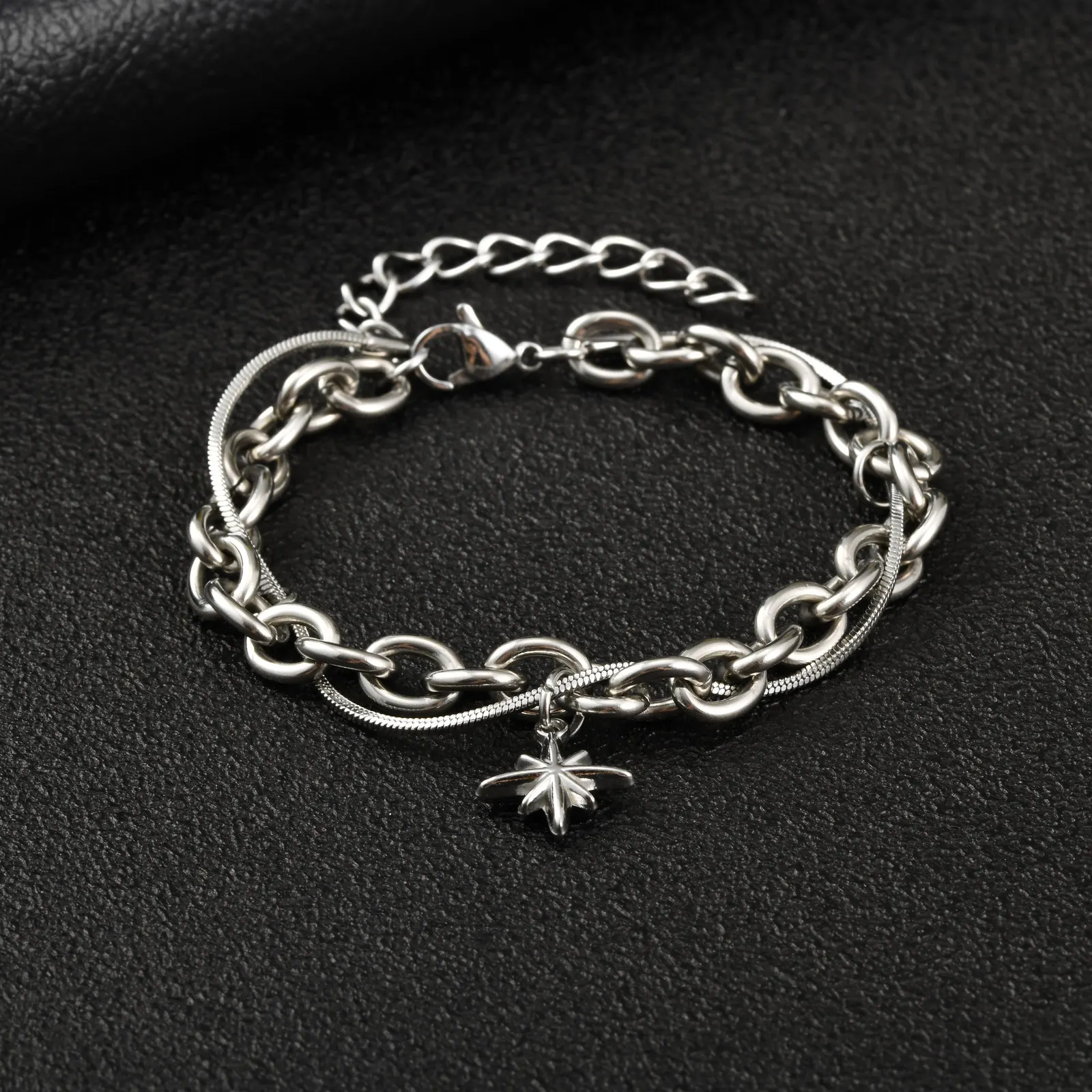 Bracelet en acier inoxydable superposé pour homme, bijoux tendance, minimaliste, à porter au quotidien, cadeau pour femme et homme