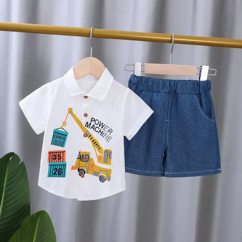 Novo verão roupas de bebê terno crianças meninos roupas crianças camisa shorts 2 pçs/sets criança casual esportes traje infantil agasalhos