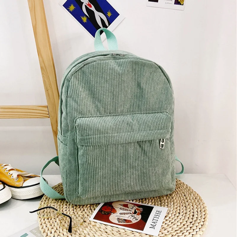 Vintage Corduroy Women's Backpack Fashion Small Feminina Travel Backapck Casual Korean Style School Bag For Girls