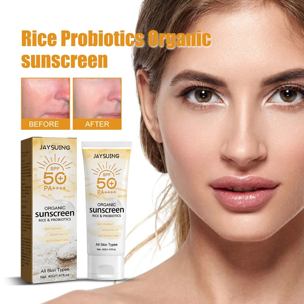 

40g SPF50 PA++++ Organic Face Body Sunscreen Rice Probiotic Whitening Anti-Aging UV Protect Reef Friendly Beauty Health Care