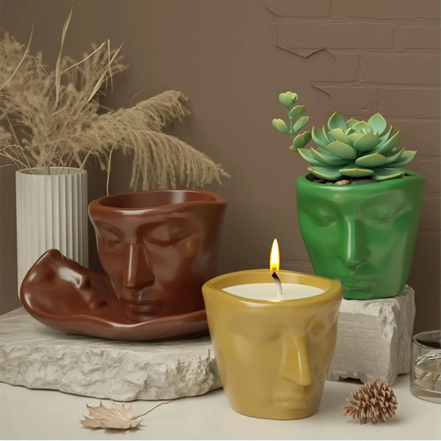 

Creative Facial Storage Cup Silicone Mold Facial Storage Cans Candle Cup Concrete Cement Flower Pot Gypsum Mold Handmade Craft