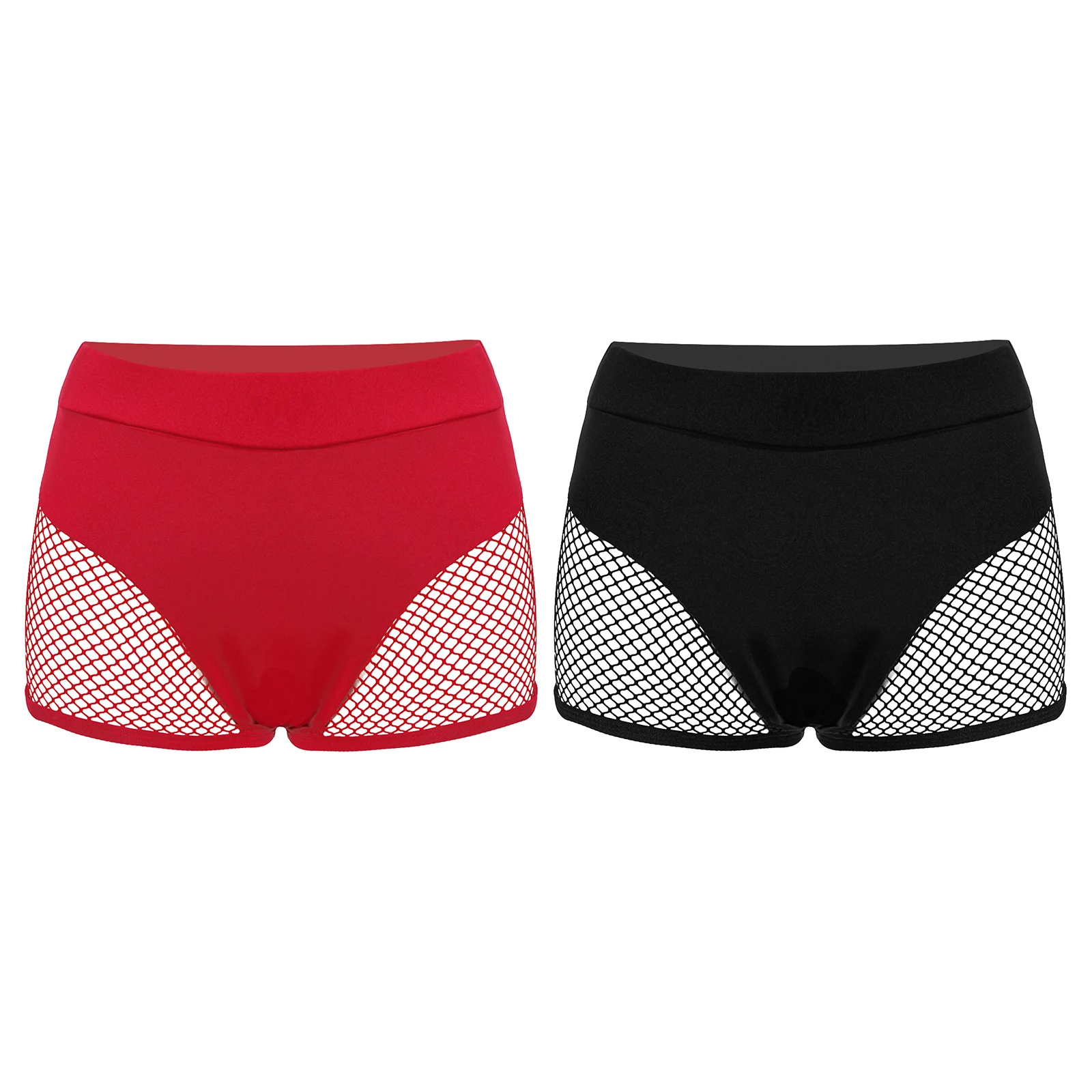 Womens Hollow Out Fishnet Booty Shorts Sexy Lingerie Mid Waist Stretchy Hot Pants for Sports Fitness Workout Yoga Pole Dancing