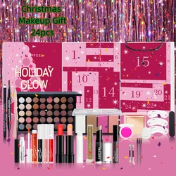 Christmas Countdown Makeup Set 24pcs Lipstick Blush Eye Shadow Cosmetics Holiday Beauty Advent Calendar Gift Box for Women Girls