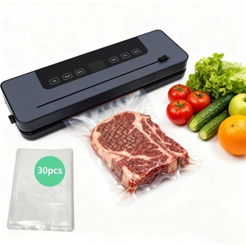 

Multi Functional Food Vacuum Sealer Machine 75Kpa Powerful Suction 5 Modes Built in Cutter for Food Preservation with 30