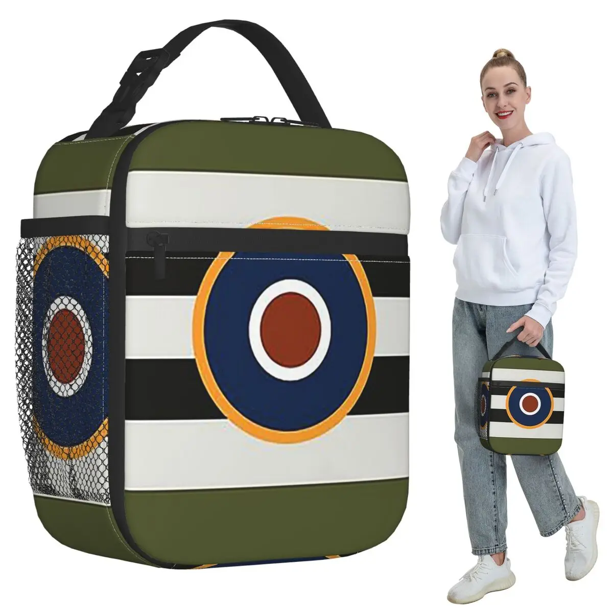 D-Day Stripes With RAF Roundel Insulated Lunch Bag for Kids School Cooler Thermal Food Box Tote Leakproof Lunch Boxes Container