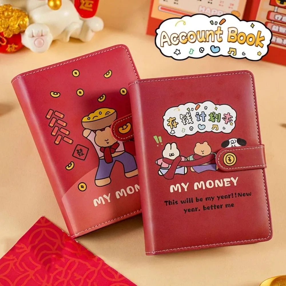 Cartoon 100 Envelope Challenge Binder 100 Sheets Wallet Storage Money Saving Challenge Book PU Leather Savings Handbook