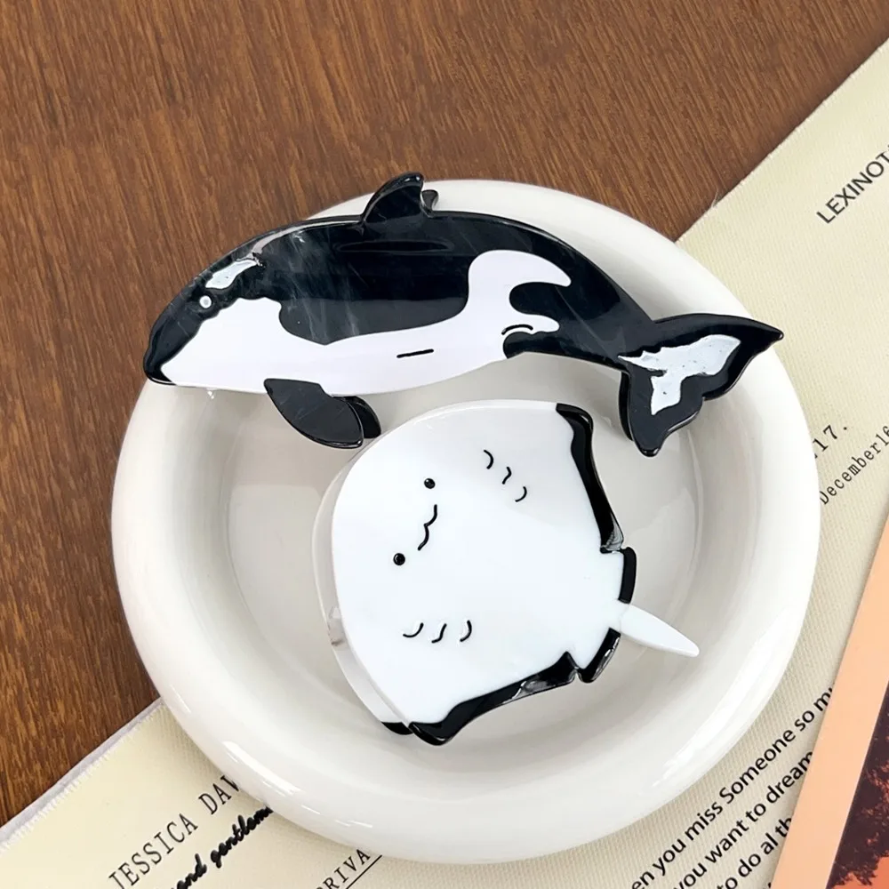 

Acetic Acid Manta Ray Hair Clip Fish Cartoon Killer Whale Hair Claw Ocean Series Creative Acetate Marine Organism Hairpin Girls