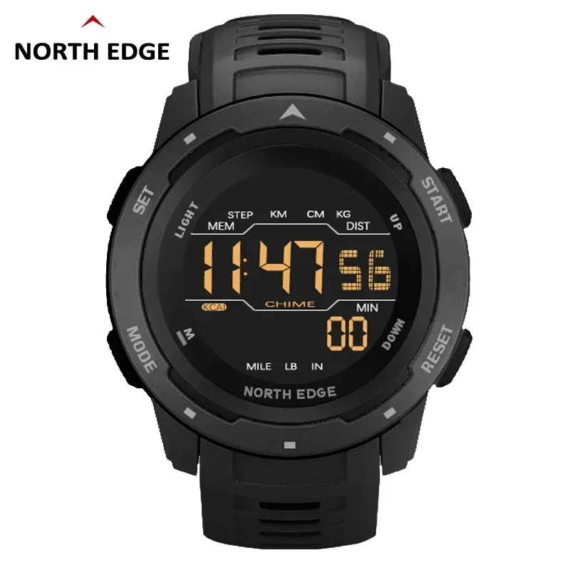 Km TH EDGE-Montre de sport numérique étanche pour homme, horloge militaire, heure des touristes, podomètre, réveil, 50m