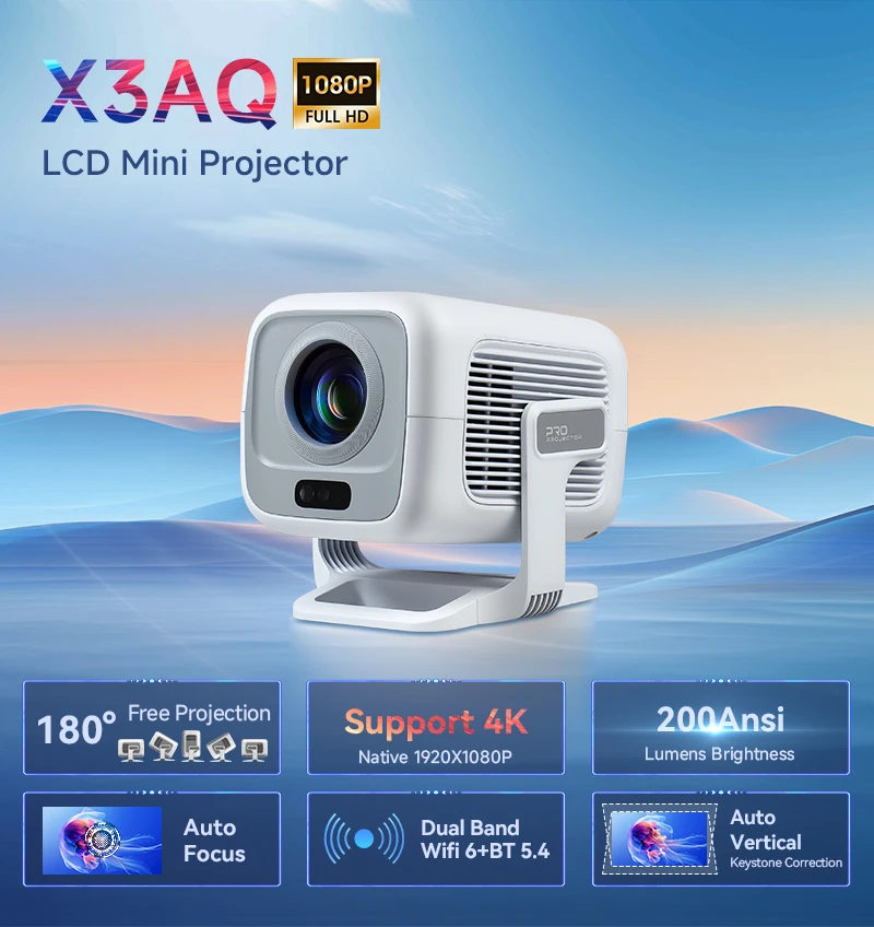 

KIXIN Android 11 Projector 4K 1080P Mini Portable projetor 4K with WiFi6 Bluetooth Home Theater Outdoor Portable Projector