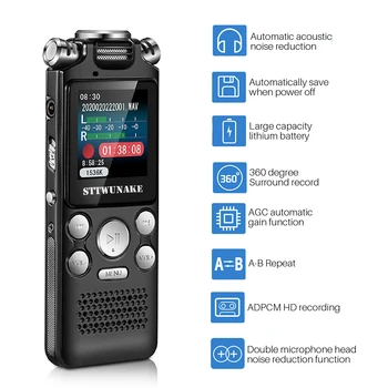 8GB/16GB/32GB Voice Recorder USB Noise Cancelling Recording Devices Digital Voice Recorder HiFi Mp3 Player for Conferences Meetings