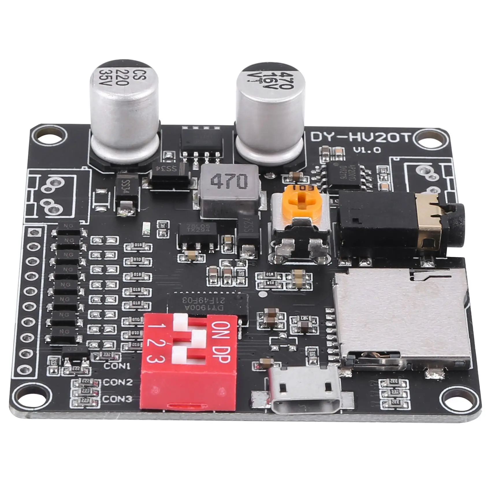 Moduł odtwarzania głosu Stylish-DY-HV20T 12V/24V, zasilacz 10W/20W, obsługa kart Micro-SD, odtwarzacz muzyki MP3 dla Arduino