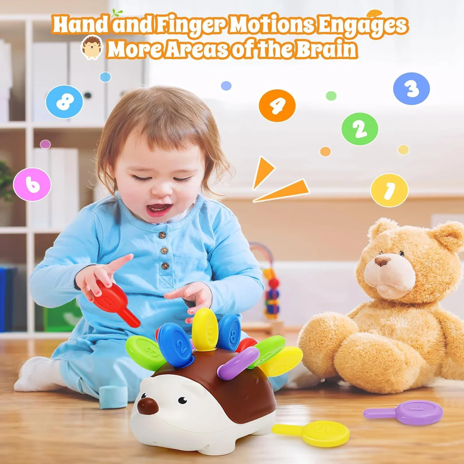 Fine Motor Toys for Toddlers, Hedgehog Montessori Learning Educational Counting & Sorter Toy