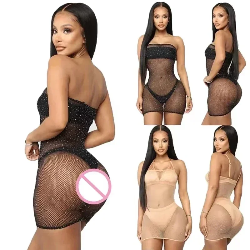 Sexy Lingerie Bodysuit Underwear Open Crotch Women Sleepwear Sexy Transparent Fetish Erotic Teddies Sexy Body Baby Boll Mujer