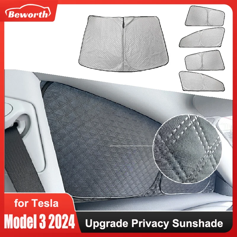 for Tesla Model 3 Highland 2024 Upgrade Sunshade Side Window Front Rear Windshield Privacy UV Blocking Model3 Sun Shade Shading