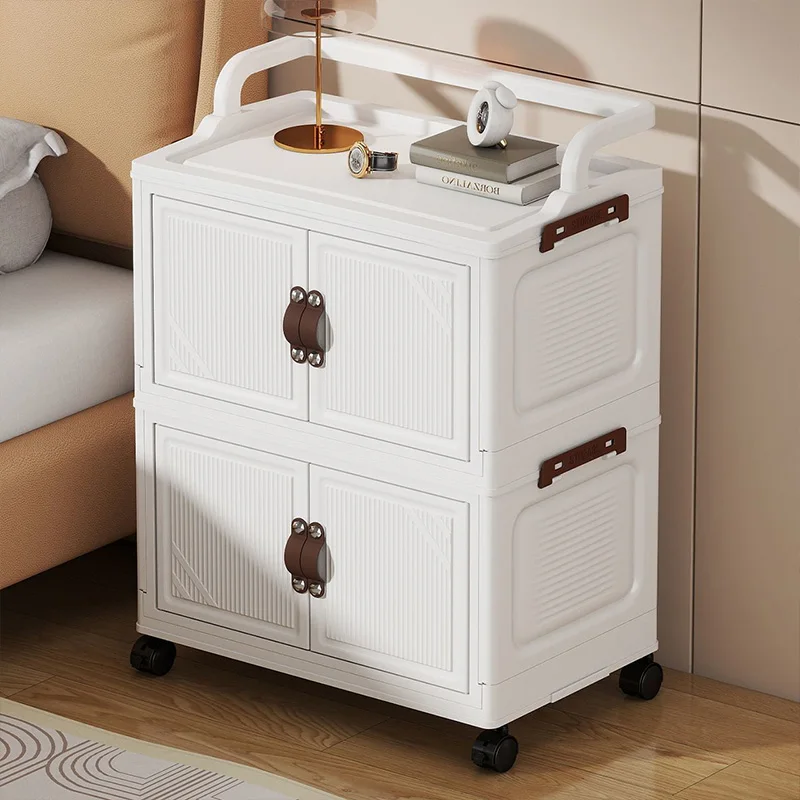 Foldable Multi-Layer Utility Cart on Wheels, Mobile Storage Cabinet for Student Dormitory & Living Room, Space-Saving Organizer