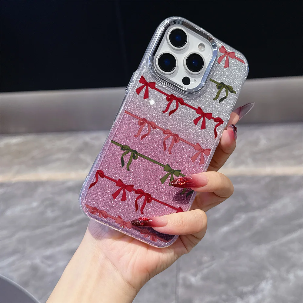 쉘 홀리데이 보우 도금 폰 케이스 (OPPO Realme 14 12 13 11 C75 C65 C63 GT3 C55 C33 C31 C30 Narzo 50 C35 Pro Plus 4G 5G 용)