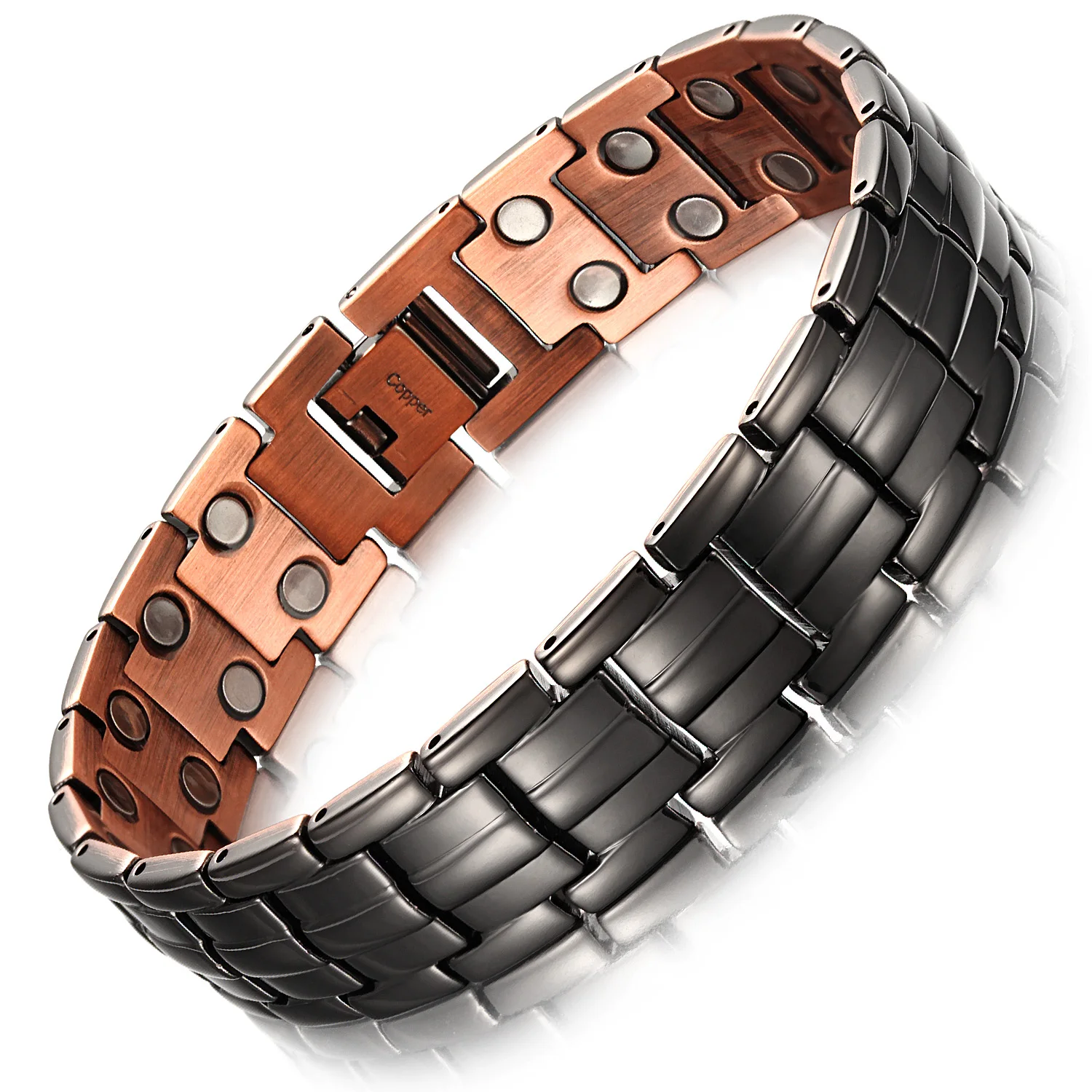 

Rainso Healing Energy Copper Bracelets For Men Retro Black Plating Bracelets & Bangles For Arthritis Jewelry Dropshipping